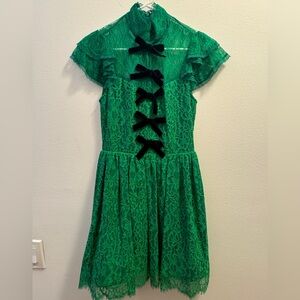 NEW alice + olivia Vernita bow-detail lace dress